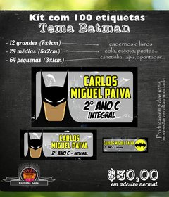 100 etiquetas material escolar Batman