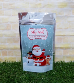 10 embalagens de Natal Papai Noel metalizada com ziplock personalizada
