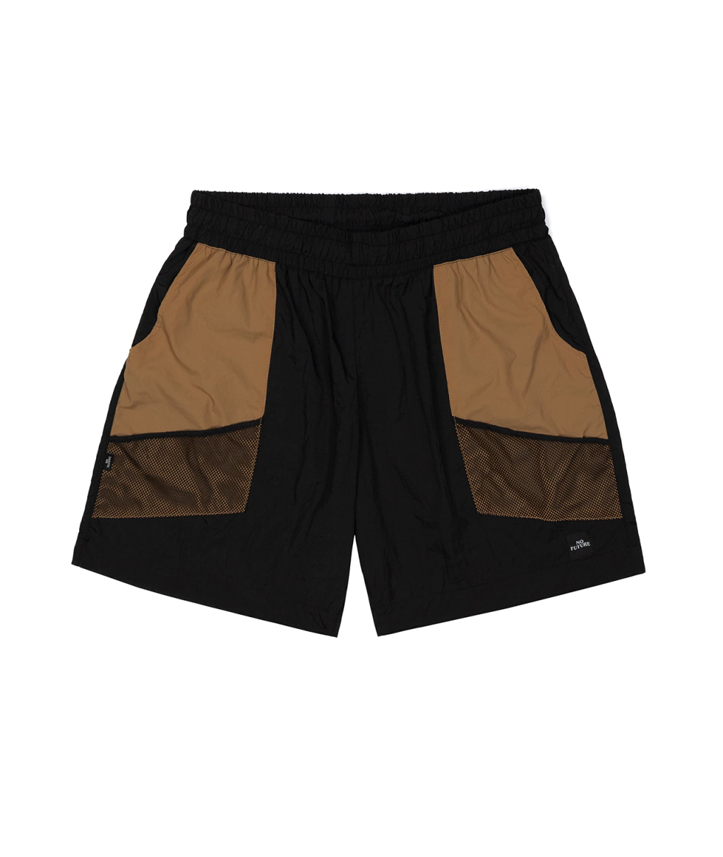 Shorts Poliamida Preto e Marrom