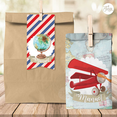 Kit Imprimible Viaje avión vintage. Deco y Candy Bar Aeroplano - comprar online