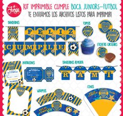 Kit Imprimible Boca Juniors Cumple Candy Texto Editable - tienda online