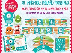 Kit Imprimible Pequeño Monstruo Nombre Editable Candy Cumple - comprar online