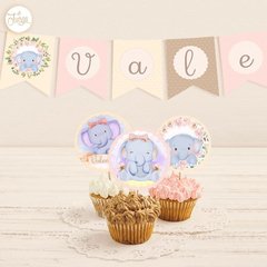 Kit Imprimible Elefante bebé Rosa Deco y Candy Bar - comprar online