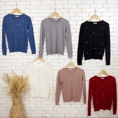 Suéter tricot aplicação pérolas código ck18849 - comprar online