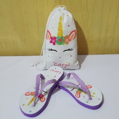 kit saquinho + chinelo no tema unicornio lembrancinha para festa infantil - comprar online