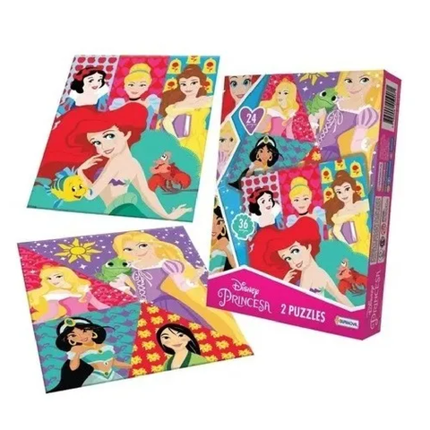 2 Puzzle Disney Princesas 24 / 36 Piezas Tapimovil