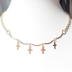 Choker Crucifixos - Dourada