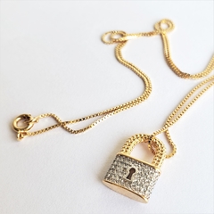 Colar Mini Cadeado - Ouro e Ródio - comprar online