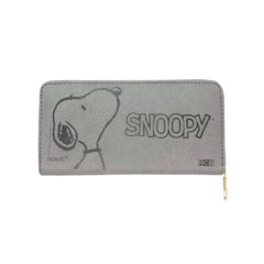 Carteira 19,5 cm x 9,5 cm com Relevo Snoopy Cinza