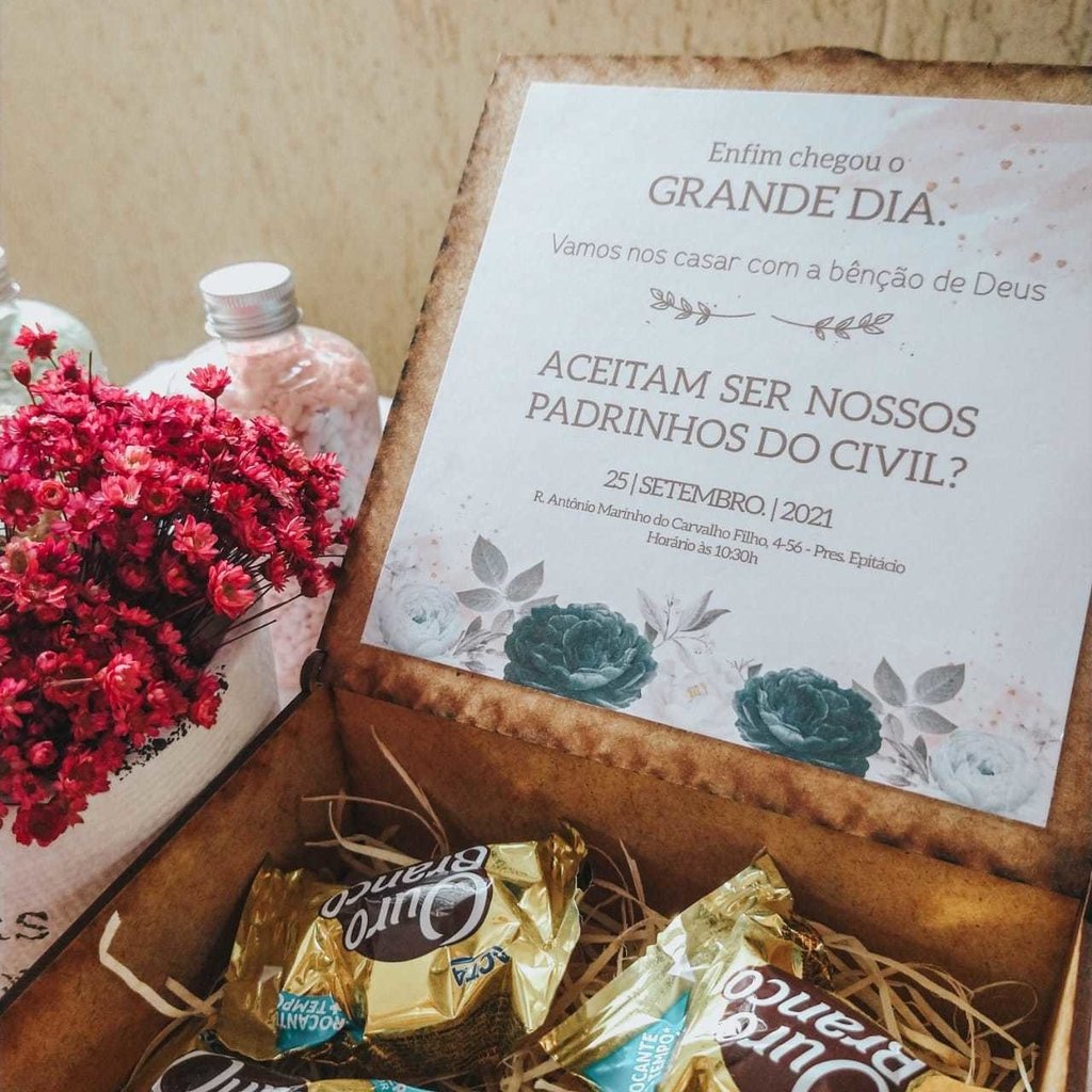 Convite Caixa Padrinhos 14x12 Oh Personalizados