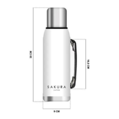 Termo Sakura de 1 L con Tapon Cebador de Acero Inoxidable Blanco - tienda online
