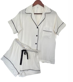 Pijama Lino Camisa Short Blanco - santa fe market