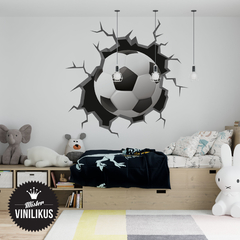 Vinilo decorativo  Pelotazo pared rota futbol en internet