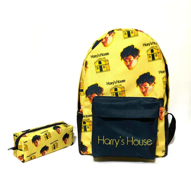 Kit mochila e estojo - Harry styles album Harry's House tamanho grande  padrão escolar e viagem