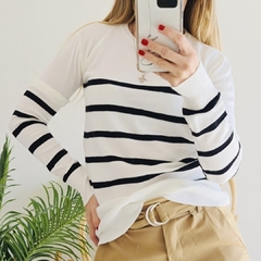 Sweater Calu Blanco Raya Negro - comprar online