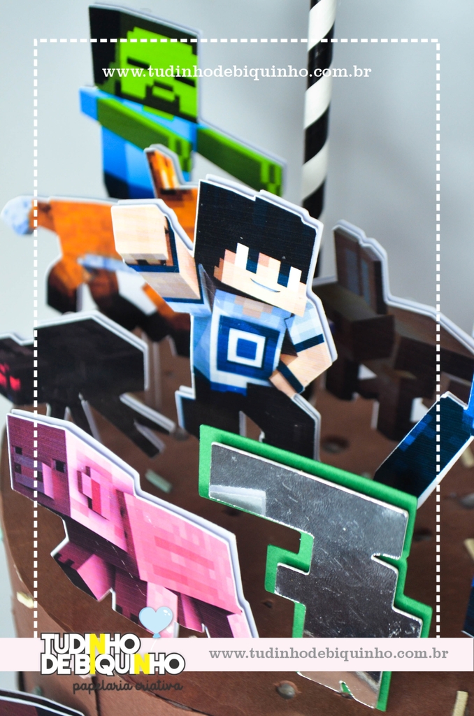 BOLO MINECRAFT + PRIMEIRO TOPPER DA NOSSA LOJA DE PERSONALIZADOS