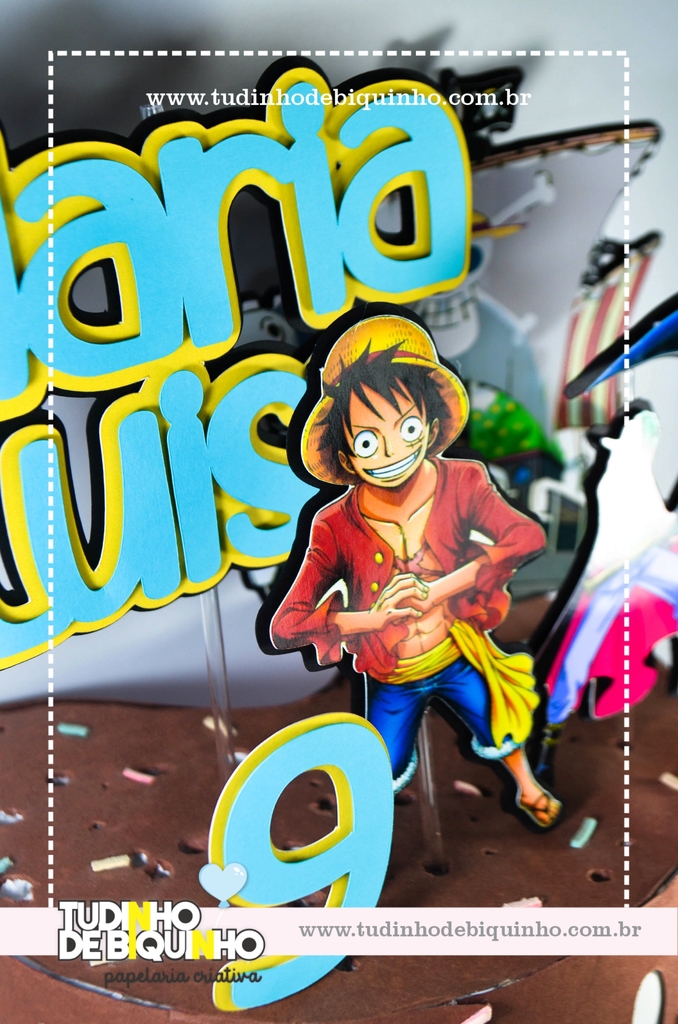 One Piece Luffy festa de aniversário topo de bolo design grátis