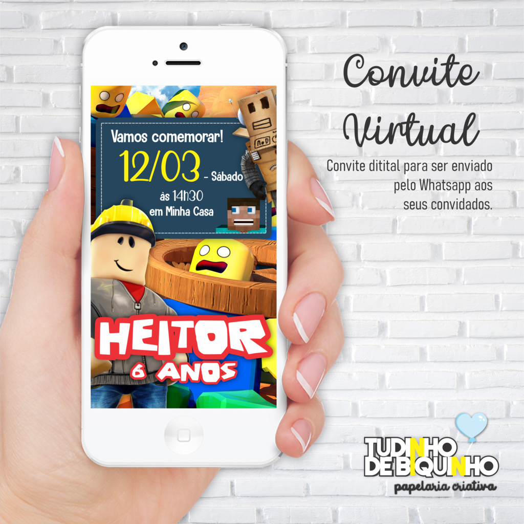 Convite Digital Roblox Menina