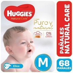 HUGGIES - NATURAL CARE - PURO Y NATURAL - TALLE M - 68 unidades - (5,5 a  9,5 Kg) -
