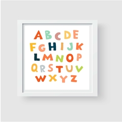 quadro infantil alfabeto ceu boho moldura branca
