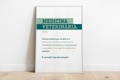 quadro decorativo medicina veterinaria com dizeres moldura branca