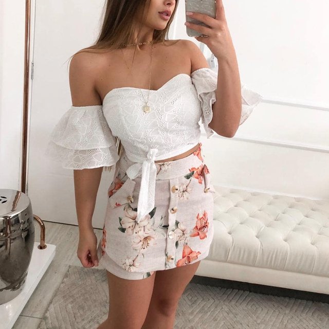 short saia estampado