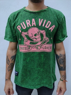 Remera Pura Vida 'Skate Lovers' Verde Washed