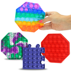 Kit com 4 POPIT - Pop It Rainbow Arco Iris Tie Dye Coração Bundle Brinquedo Anti Stress TDAH ADD Autismo - Sensorial - Plugados