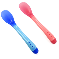 Kit com 2 Colheres Para Bebê Térmica de Silicone Termo Sensível a Temperatura- Azul e Rosa - Plugados na internet