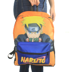 Mochila Unissex - Naruto Laranja e Azul + Estojo Naruto - 46cm - Plugados na internet