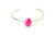 Bracelete energia geométrico com pedra ágata pink e banho ouro 18k