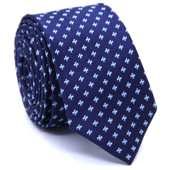 Gravata Slim Azul Marinho com Detalhes em Azul Serenity SL-05987