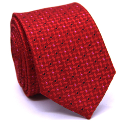 Gravata Slim Desenhada Vermelha, Lilás e Preta SL-051249