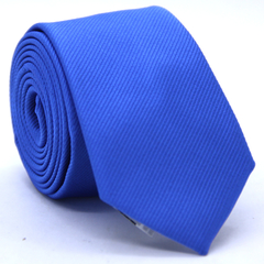 Gravata Slim Azul Puro Textura Riscada SL-10191