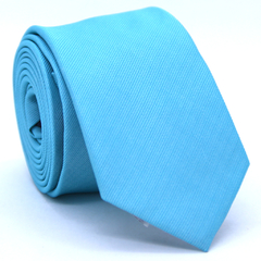 Gravata Slim Azul TIffany Textura Riscada SL-10255