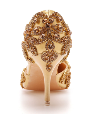 Sapato de noiva salto baixo dourado Royalty