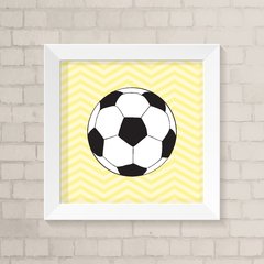Quadro Infantil Bola de Futebol Chevron Amarelo