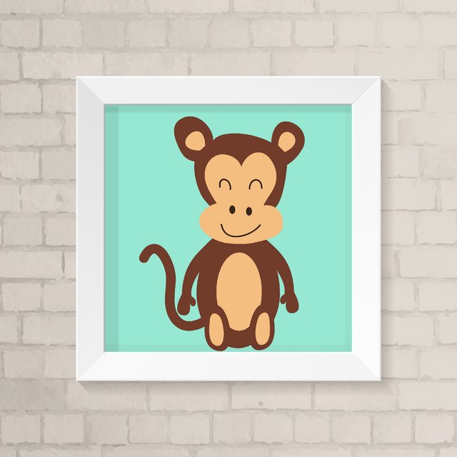 Quadro infantil desenho macaco  Produtos Personalizados no Elo7