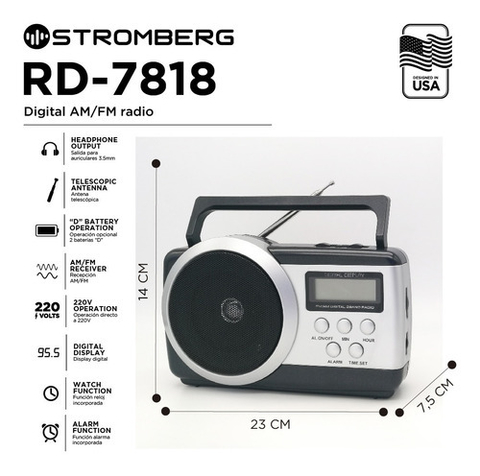 Radio Portátil Stromberg Rd 7818 Digital Am Fm Dual 220 Pila - comprar online