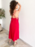 Vestido Midi com Decote Reto e Fenda Frontal - Vermelho - loja online