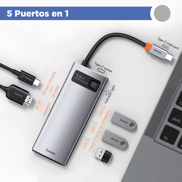 Hubs USB Adaptador Hub Multifuncional 5 En 1 Baseus  montenegroexpeditions.com