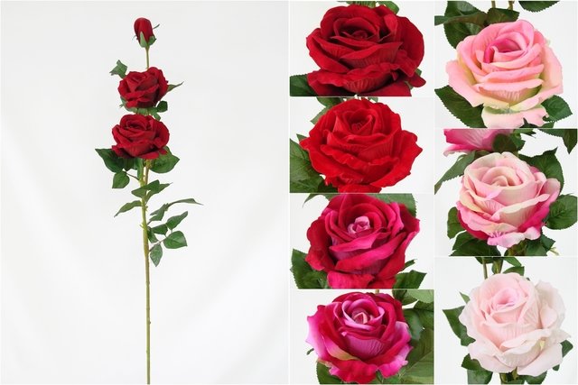 Galho de Roseira Aveludada Flor Artificial Decoração Cores