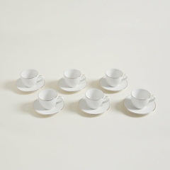 SET X 6 TAZAS PORCELANA CON PLATO 60 ML