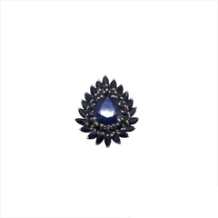 Anel de safira azul com prata 925 e ródio. Pedra e Prata