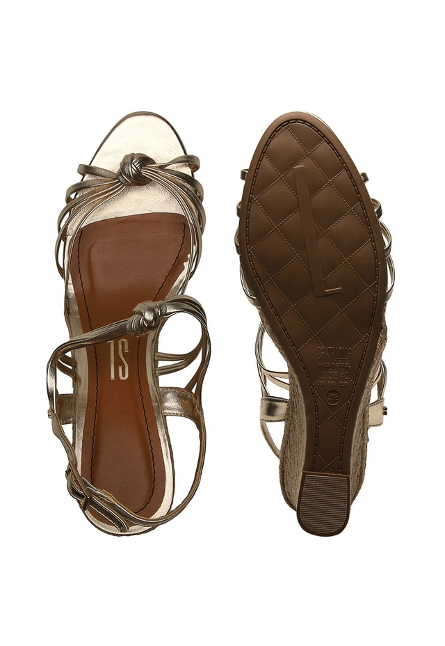 SANDÁLIA SANTA LOLLA ANABELA DOURADA - Mavas Shoes