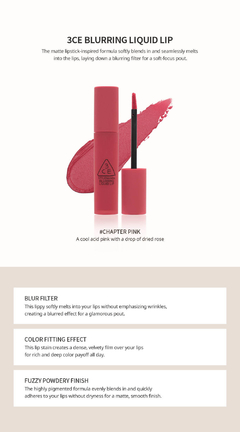 3CE - BLURRING LIQUID LIP #CHAPTER PINK - JuliJuli Beauty K-shop