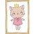Quadro infantil gatinha princesa vestido rosa