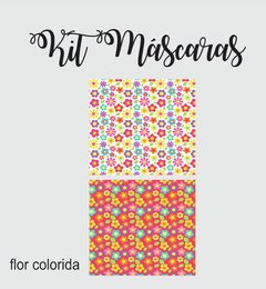 kit tecido mascaras flor colorida