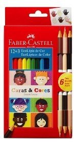 Lápiz Faber Castell x 12 Colores + 3 Bicolor Piel