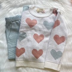Conjunto calça e tricot coração